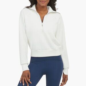Spanx AirEssentials Half Zip Ivory Sweatshirt Women's XS